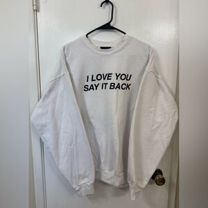 LONELY GHOST White Crewneck Sweatshirt with Black Text